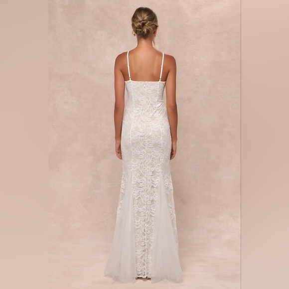 Lulus Immaculate Grace White and Beige Lace Mermaid Maxi Dress Wedding Party - Picture 5 of 10
